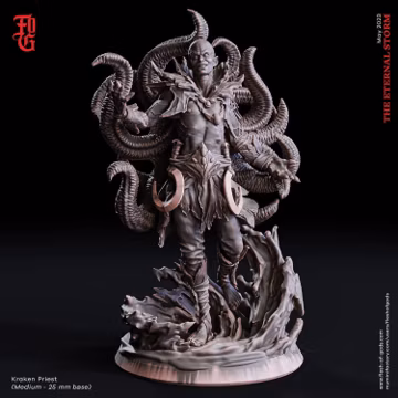 Kraken Priest Miniature Kraken Hybrid Figurine | 32mm 75mm| DnD Miniature Dungeons and Dragons DnD 5e | Ocean Sea Marine Miniature