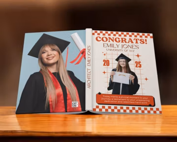 Retro Graduation Photo Journal 2025, Custom graduation scrapbook keepsake, Guest advice book, College graduate notebook, Grad Photo diary 25