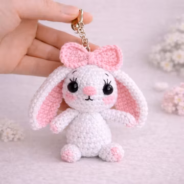 Crochet Bunny Keychain Pattern | Amigurumi Bag Charm (PDF Pattern)