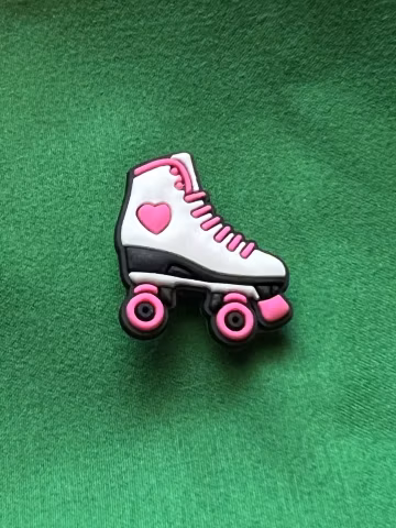 Pink and White Roller Skate shoe charm