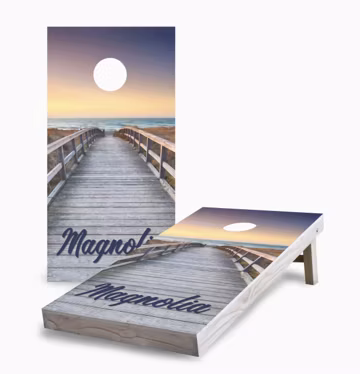 Personalized Cornhole Boards: Sunrise Beach Design - Includes Bags