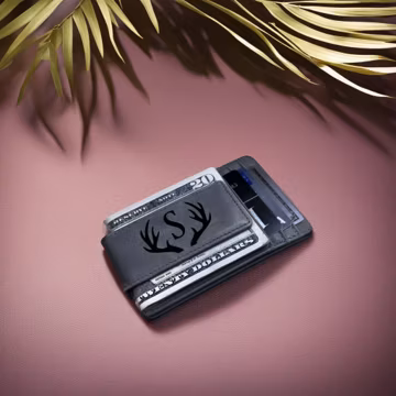 Personalized Leather RFID Money Clip Wallet | Engraved Gift for Him