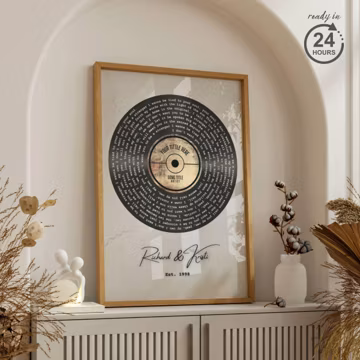 Custom Song Lyrics Wall Art, Vinyl Record Lyrics Print, Wedding Song Gift, First Dance Print