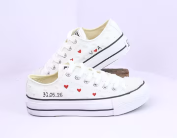 Personalized Low-Top Sneakers, Custom Bridal Flower Shoes