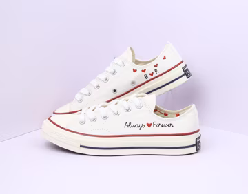 Embroidered Converse, Personalized Low-Top Sneakers, Custom Wedding Gift