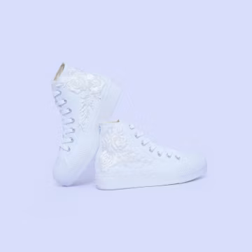 Custom Embroidered Converse Wedding Sneakers: Bridal Flower Shoes