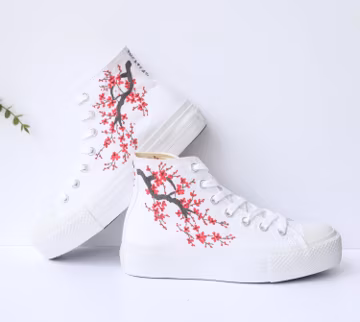 Custom embroidered wedding converse shoes: Wedding Cherry Blossom Sneakers