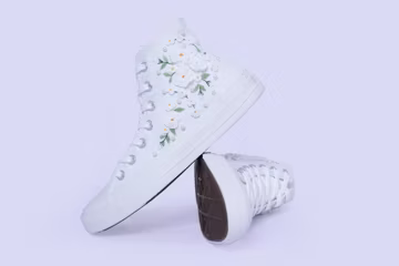 Custom Embroidered Wedding Shoes, Bride Sneakers, Something Blue Bridal Canvas Shoes, Personalized Floral Converse Style Sneaker for Bride