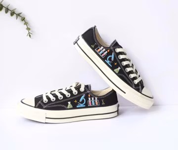 Custom Embroidered Converse: Microbiologist Gift, Microscope & DNA Design