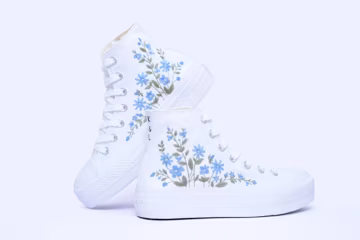 Custom women's wedding shoes: Wedding Flower Sneakers
