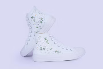 Custom Embroidered Converse Wedding Sneakers: Bridal Flower Shoes