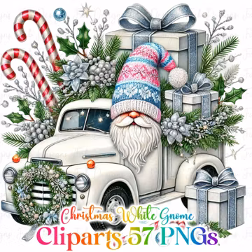 Watercolor Christmas Gnomes Clipart Set: Snowman, Tree, Gingerbread (Digital Download)