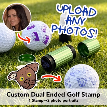 Custom Dual Ended Golf Ball Stamp, Cartoon Portrait Golf Stamps, Personalized Double Head Golf Portrait Ink Stamp, Gift for Father's Day