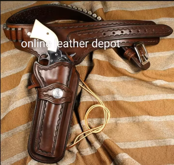 Handmade Leather Revolver Holster & Cartridge Belt - Western Cowboy Sass Rigs