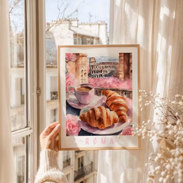 Rome Buongiorno Coffee Poster, Italian Breakfast Coffee Poster, Travel Wall Art, Kitchen Poster, Italian Espresso Print, Coffee Lover