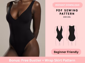 Bodysuit Sewing Pattern, Plunging Neck , Leotard Pattern, Dance Bodysuit Pattern, Shapewear Bodysuit.