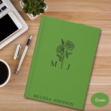 Personalized Birth Flower Monogrammed Journal, Custom Notebook with name, Hardcover Notebook Journal for Mom, Coworker gift, Friend Gift