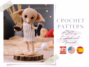 Crochet Elf Doll Pattern: Amigurumi Doll with Sock (PDF in English & Spanish)