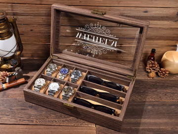 Watch Box with Sunglass Holder, Personalized Groom's Gift, Personalised Leather Watch Box for Men, Watch Case, Watch Organizer,Father's Gift