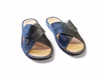 Gray leather slippers men - slipper shoes men handmade in Poland from BrescoClogs