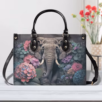 Elephant Garden Handbag: Waterproof Vegan Leather Tote BagTop-Handle Bag