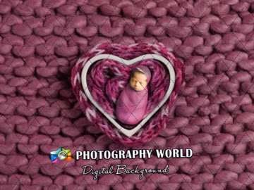 Valentine's Day Knit Heart Newborn Digital Background (JPG)