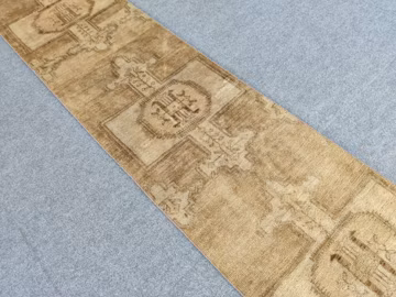 Oushak Runner 2x12 Turkish, Rug Wool, Long Narrow Runner Rug 2x12, Stair Rug, 12' Runner Neutral Hallway Rug, Boho Runner Rug Hand Knotted
