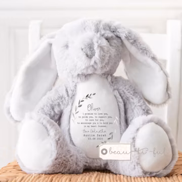 Personalised Promise to Godchild Godson Goddaughter Christening Baptism Gift Baby Girl Boy Godparents Godmother Rabbit Soft Toy Keepsake