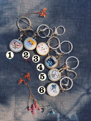 Handmade Embroidered Pet Portrait Keychain, Custom Mini Hoop