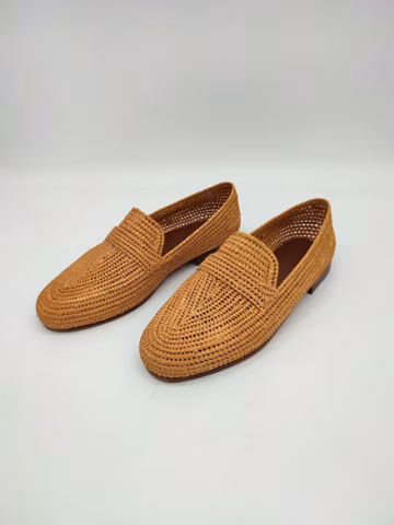 Mens Raffia Shoes – Handmade Summer Loafers, Raffia oxford for men, wedding shoes for men, brown woven raffia moccasins