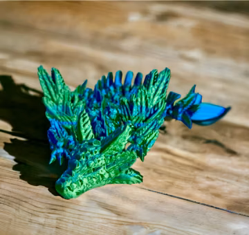 Large Winged Axolotl Dragon - 3D Printed Figurine - Rainbow Colors Available Decor Gift Lover