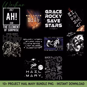 12+ Project Hail Mary PNG Bundle | Sci Fi Book Lover Sublimation Design | Grace Rocky Space | Instant Download
