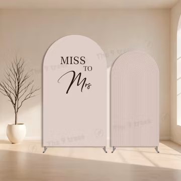 Beige Bridal Shower Arch Cover: Custom Wedding Photo Backdrop