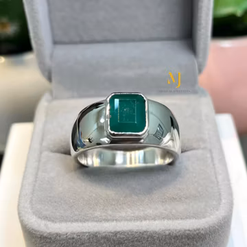 Natural Emerald Ring, Handmade Sterling Silver Gemstone Jewelry, Natural May Birthstone Gift