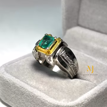 Natural Emerald Ring, Gold-Plated Sterling Silver, CZ Accent Unique May Birthstone Gift