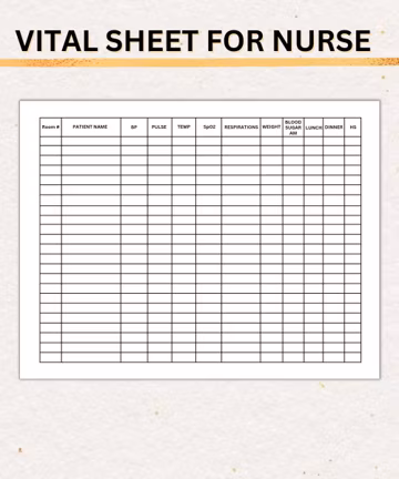 Nurse Vitals Sheet | SNF, LTC, Monthly Vitals (PDF Print)