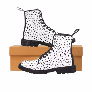 Dalmatian Spots Canvas Boots: Women's High Top Lace-Up Combat Boots