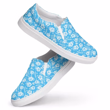 Hawaiian Flowers Printed Men's Canvas Shoes, Low-Top Comfy Botanical Shoes, Designer Aesthetic Slip-On Shoes, Men's Fashion, Gift for Him