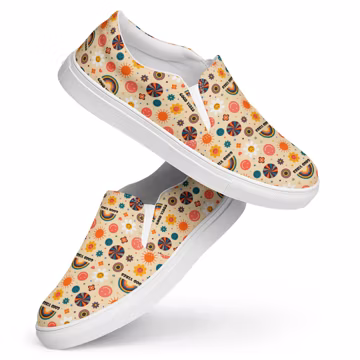 Trippy Hippie Good Vibes Canvas Shoes Mens, AOP Streetwear Slip-On Shoes, Lightweight Fashion Low-Top Shoes, Designer Canvas Sneakers Shoes