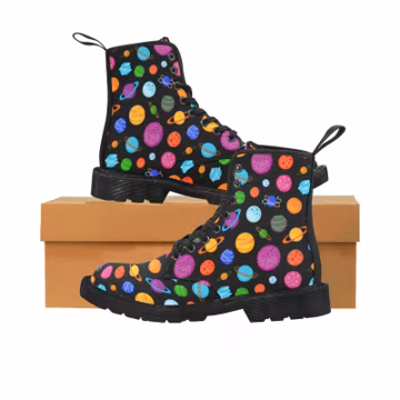 Galaxy Planet Canvas Boots: Women's High Top Lace-Up Shoes