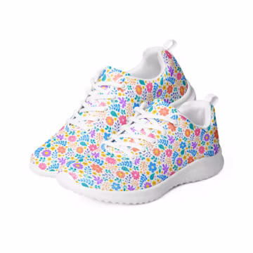 Colorful Flowers Printed Mens Athletic Shoes, Floral All over Print Gym Workout Shoes, Aesthetic Fitness Jogging Exercise Sneaker Shoes