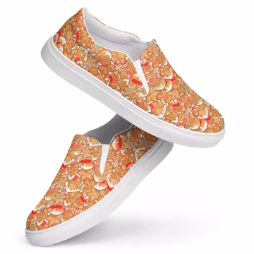 Gingerbread Cookies Printed Canvas Shoes Men's, Festival Holiday Fashion Slip-On Shoes, Aesthetic Canvas Sneakers, All over Print Xmas Shoes