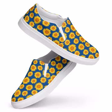 Sunflowers Printed Men's Canvas Shoes, Low-Top Comfy Botanical Shoes, Designer Aesthetic Slip-On Shoes, Men's Fashion, Western Gift for Him
