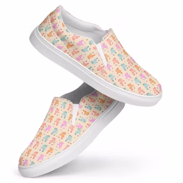 Cats Printed Canvas Shoes Men's, Kitten Cat AOP Slip-On Shoes, Cat Owner Gifts, Low-Top Canvas Shoes, Cat Lover Gifts, Cat Themed Gifts