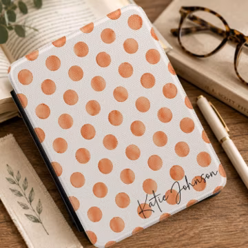 Personalized Kindle Case | Custom Kindle Paperwhite & Colorsoft Cover | Watercolor Polka Dots | Book Lover Gift | Custom Name Kindle Cover