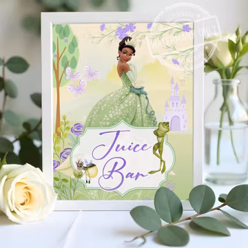 Baby Tiana Baby shower Mimosa Bar Signage, Baby Tiana Baby shower Juice Bar Signage, Baby Tiana Signage, Baby Tiana Party, 0035
