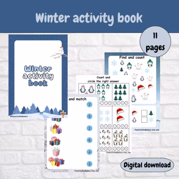 Winter Kids Activity Book: Homeschool Printable Learning (PDF), Homeschool Educational Materials, Printable Winter Activities, Kids Learning