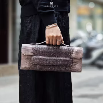 Handmade Lizard Leather Clutch: Women's Bag , gift for mother
