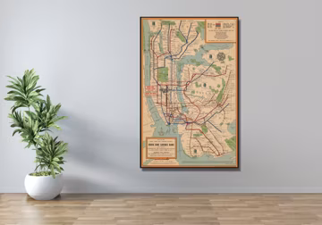 New York City Subway System Map NYC Subway Map Vintage Map Poster Art Print,New York City Subway Map Canvas Wall Art,New York Life Print Art