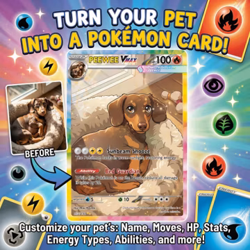 Custom Pet Pokémon Card | Personalized Pet Trading Card | Pokémon-Inspired Pet Gift | Dog or Cat Custom Card | Custom Dog or Cat Gift